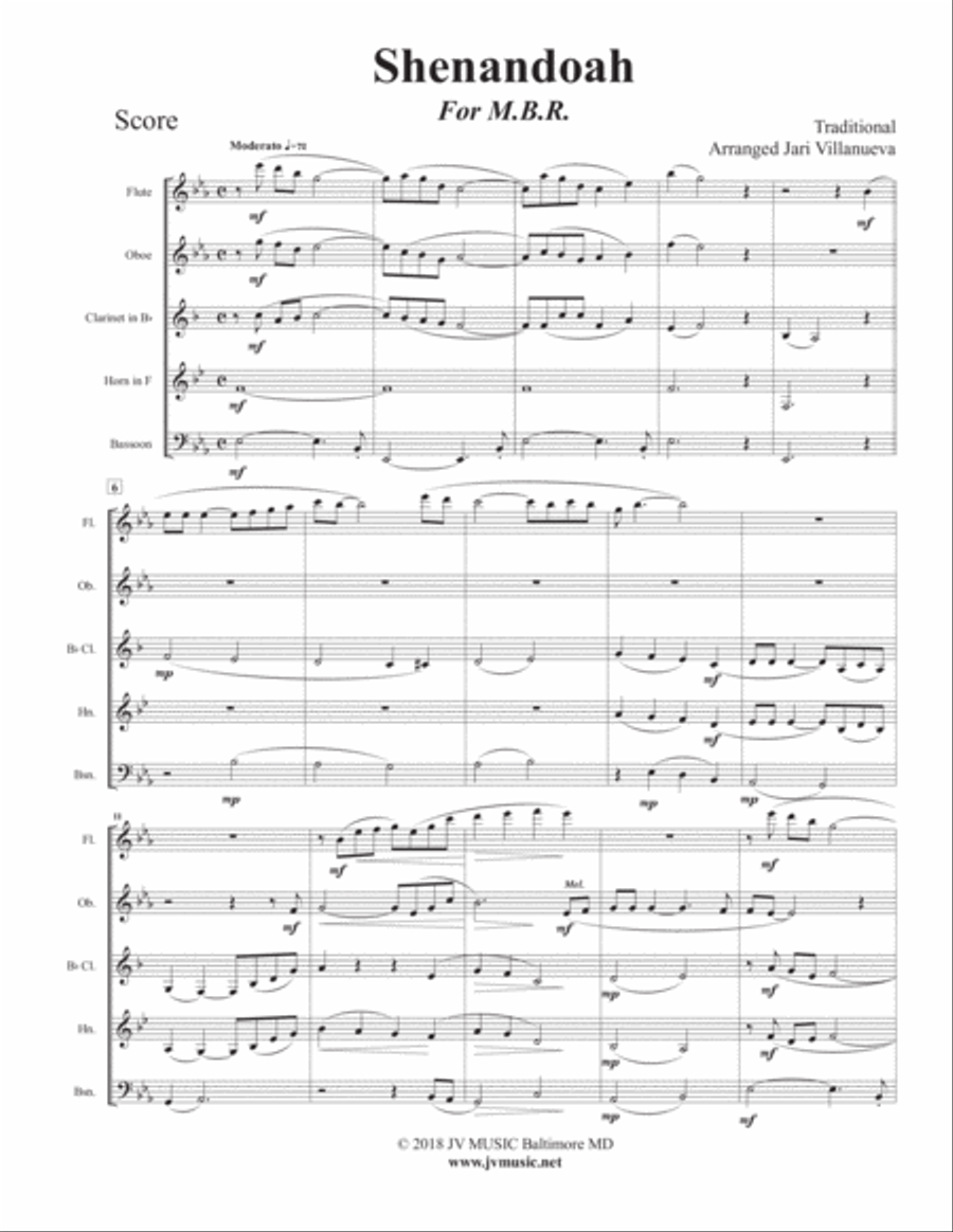Shenandoah for Woodwind Quintet Woodwind Quintet scores gallery preview page 3