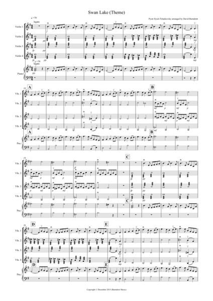 Swan Lake Theme for Violin Quartet image number null