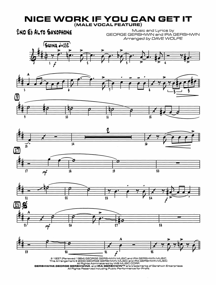 Nice Work If You Can Get It: 2nd E-flat Alto Saxophone