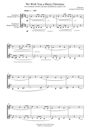 We Wish You a Merry Christmas (for trombone duet (treble clef), suitable for grades 2-6)