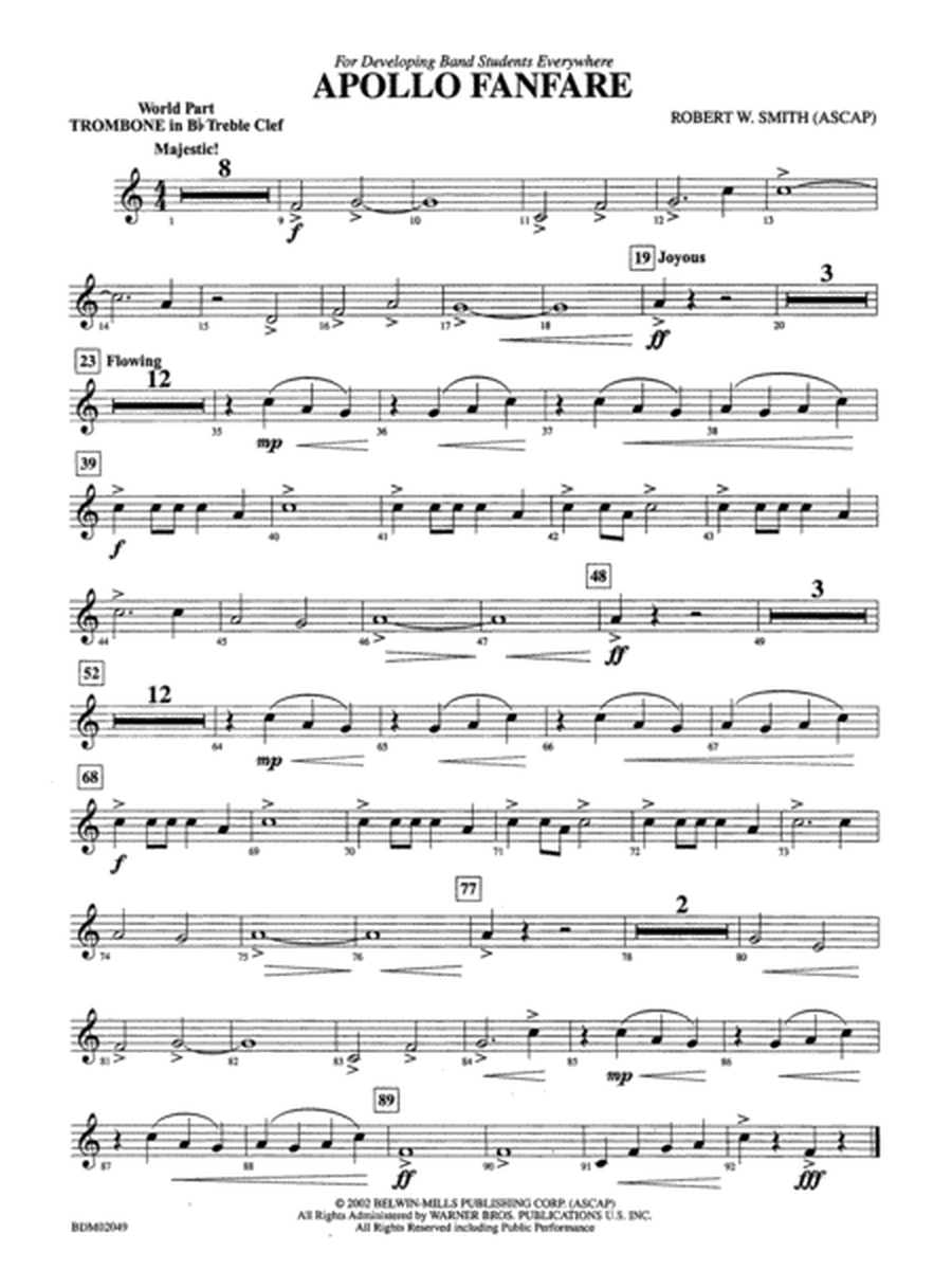 Apollo Fanfare: (wp) 1st B-flat Trombone T.C.