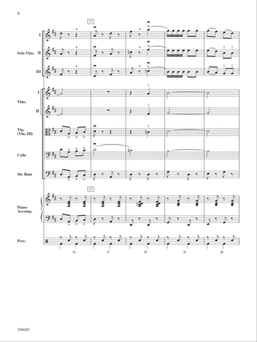 Bugler's Holiday for Three Violins and String Orchestra: Score String Orchestra scores gallery preview page 6