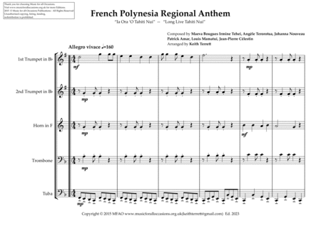French Polynesia Regional Anthem ("Ia Ora image number null