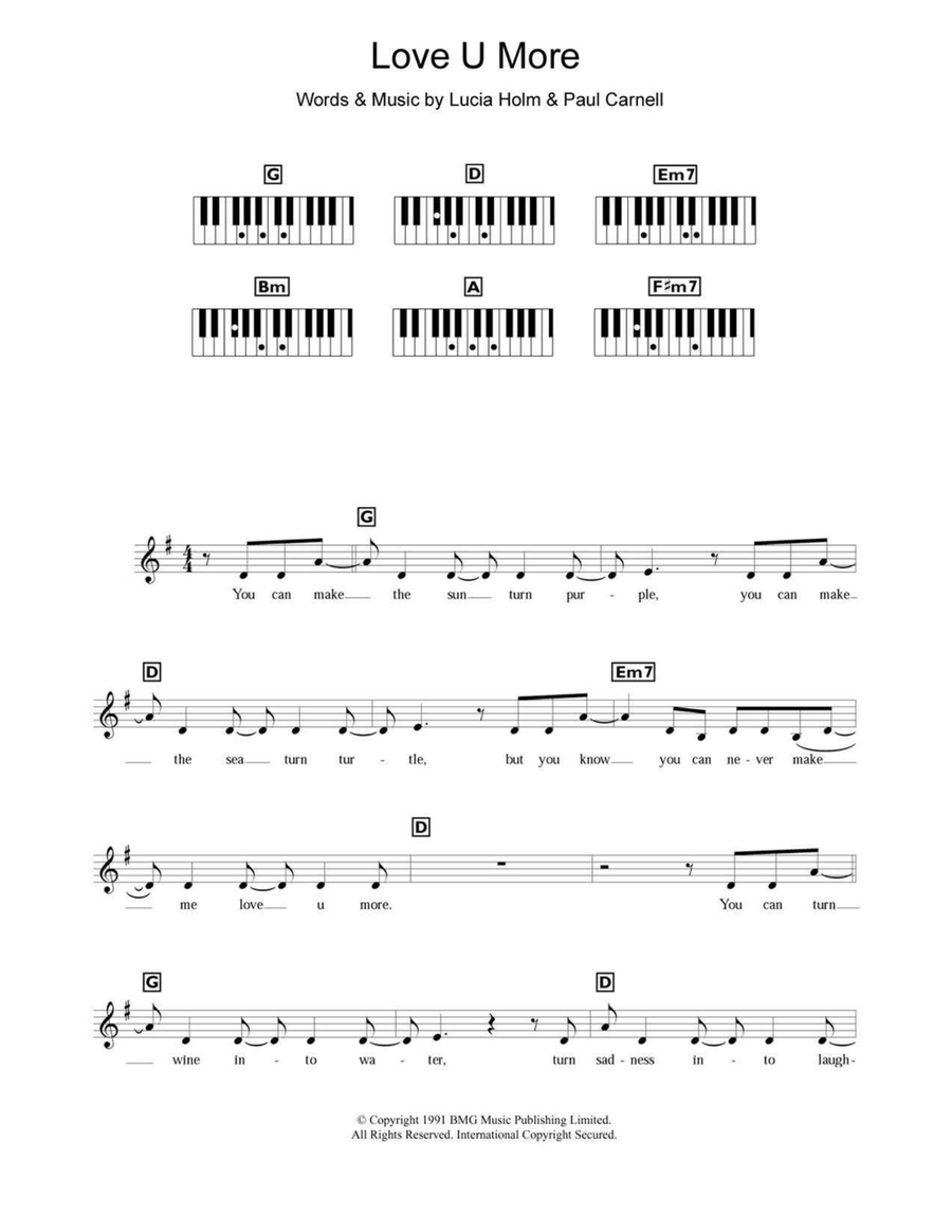 Love U More Love U More Piano scores gallery preview page 1