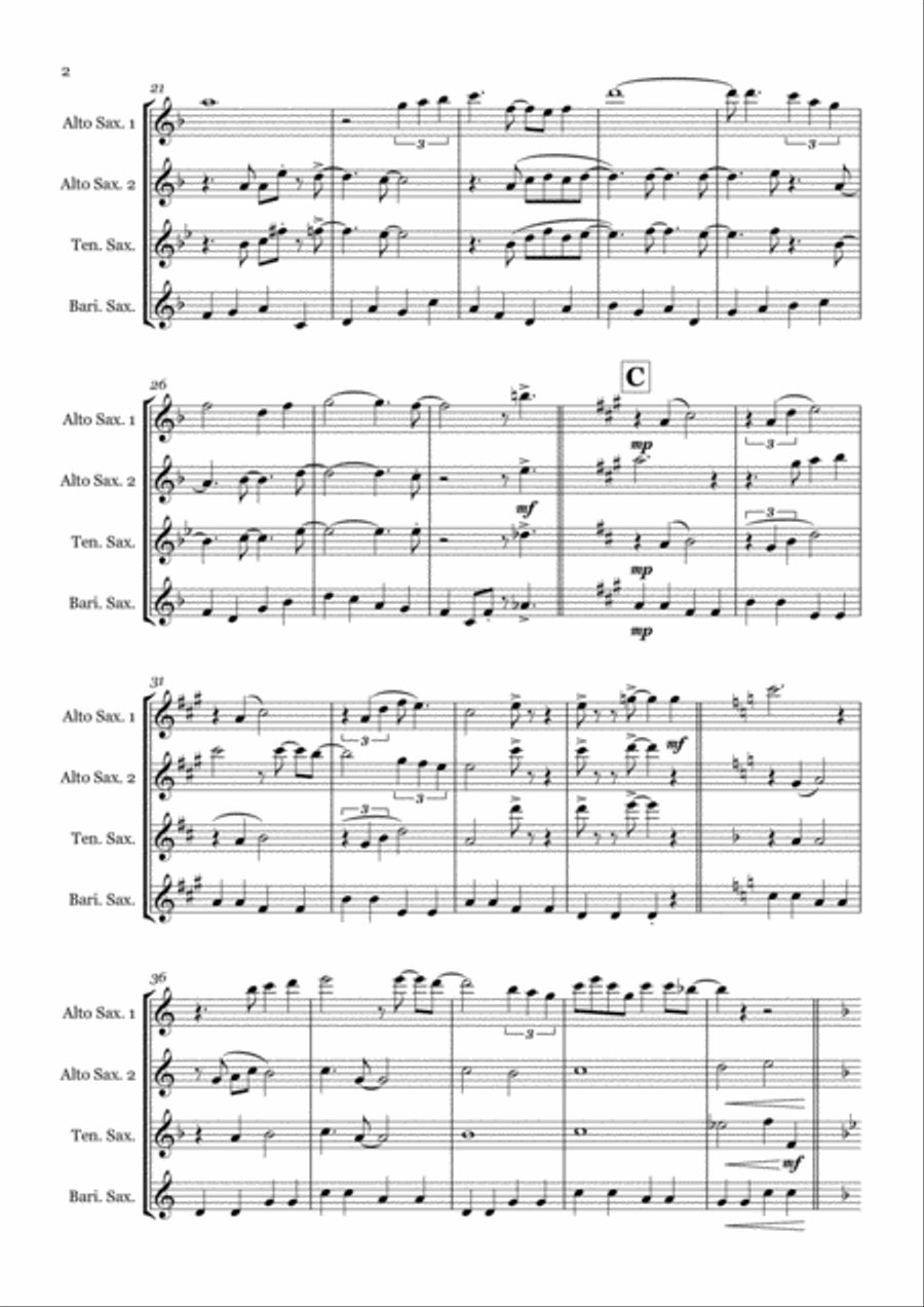 Beyond The Sea Saxophone Quartet scores gallery preview page 2