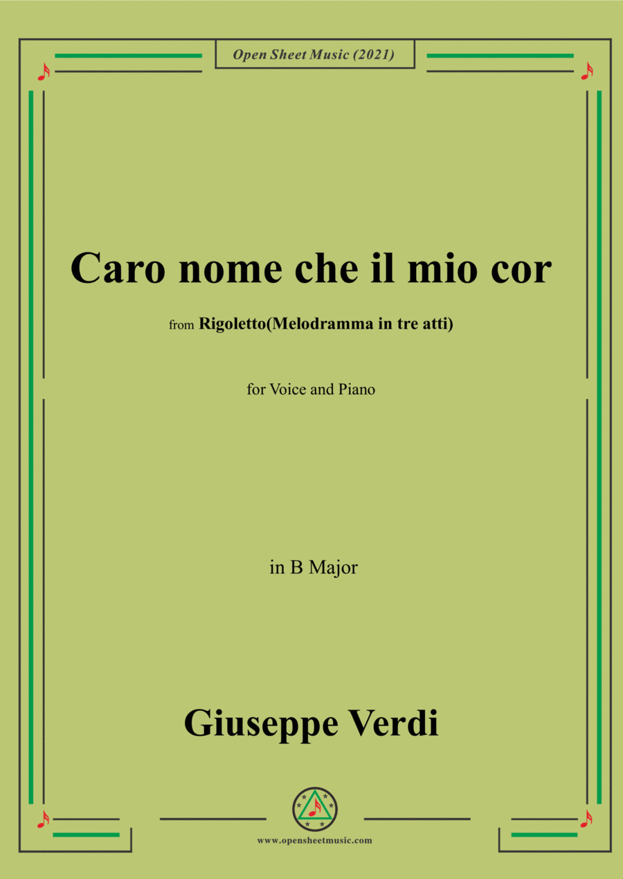 Verdi-Caro nome che il mio cor,in B Major Voice scores gallery preview page 1