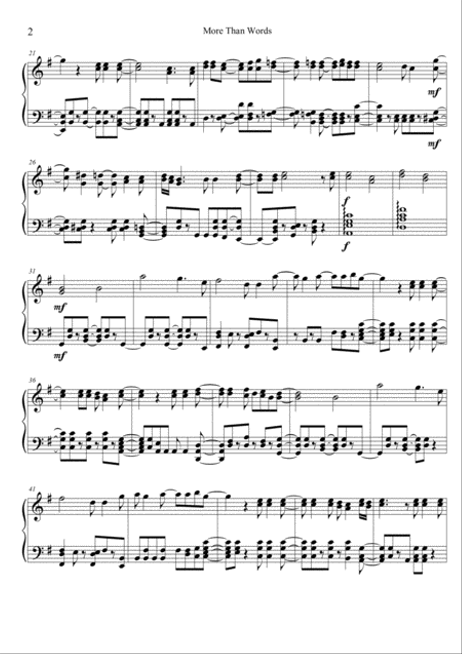 More Than Words Piano Solo scores gallery preview page 3