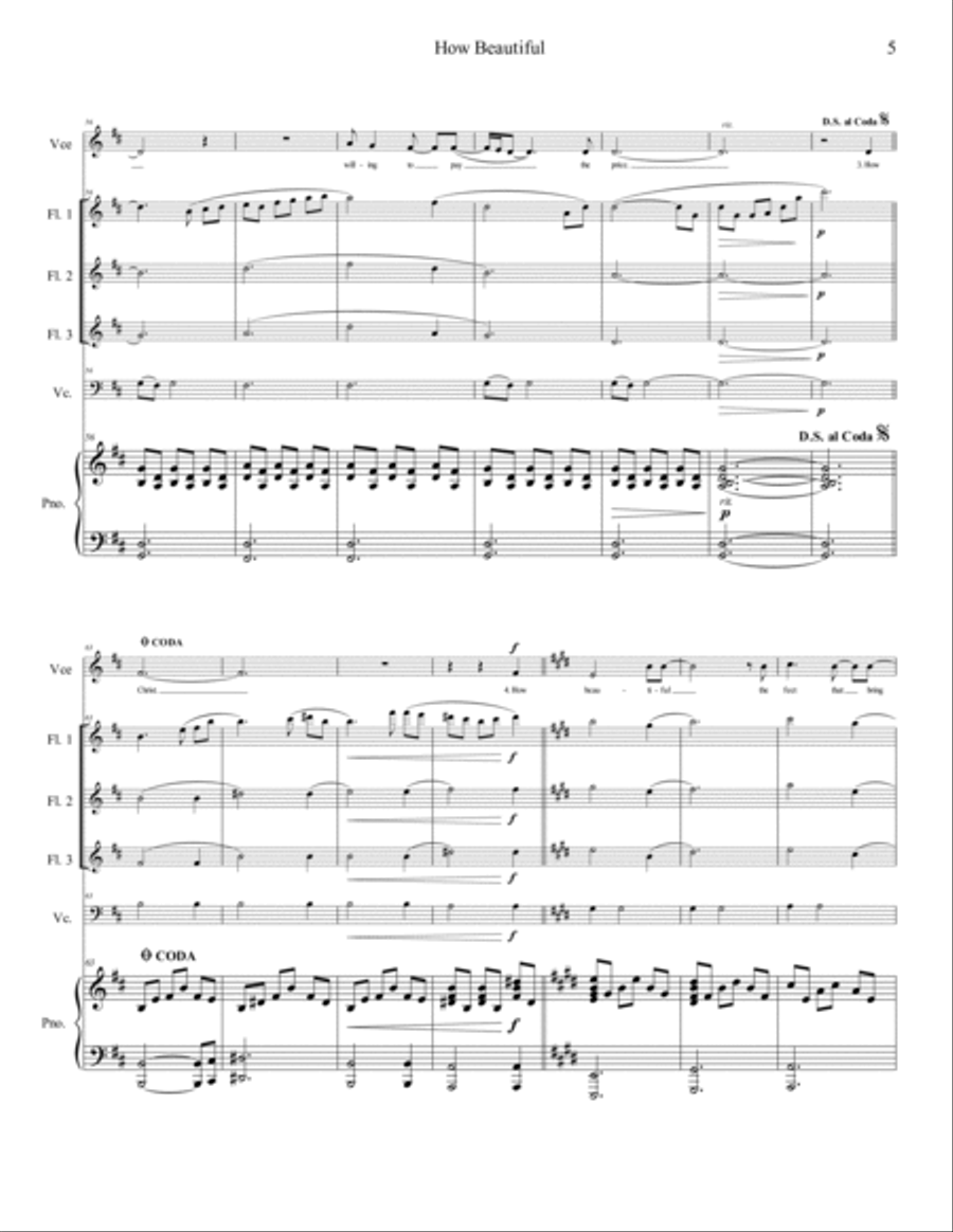 How Beautiful Flute scores gallery preview page 6