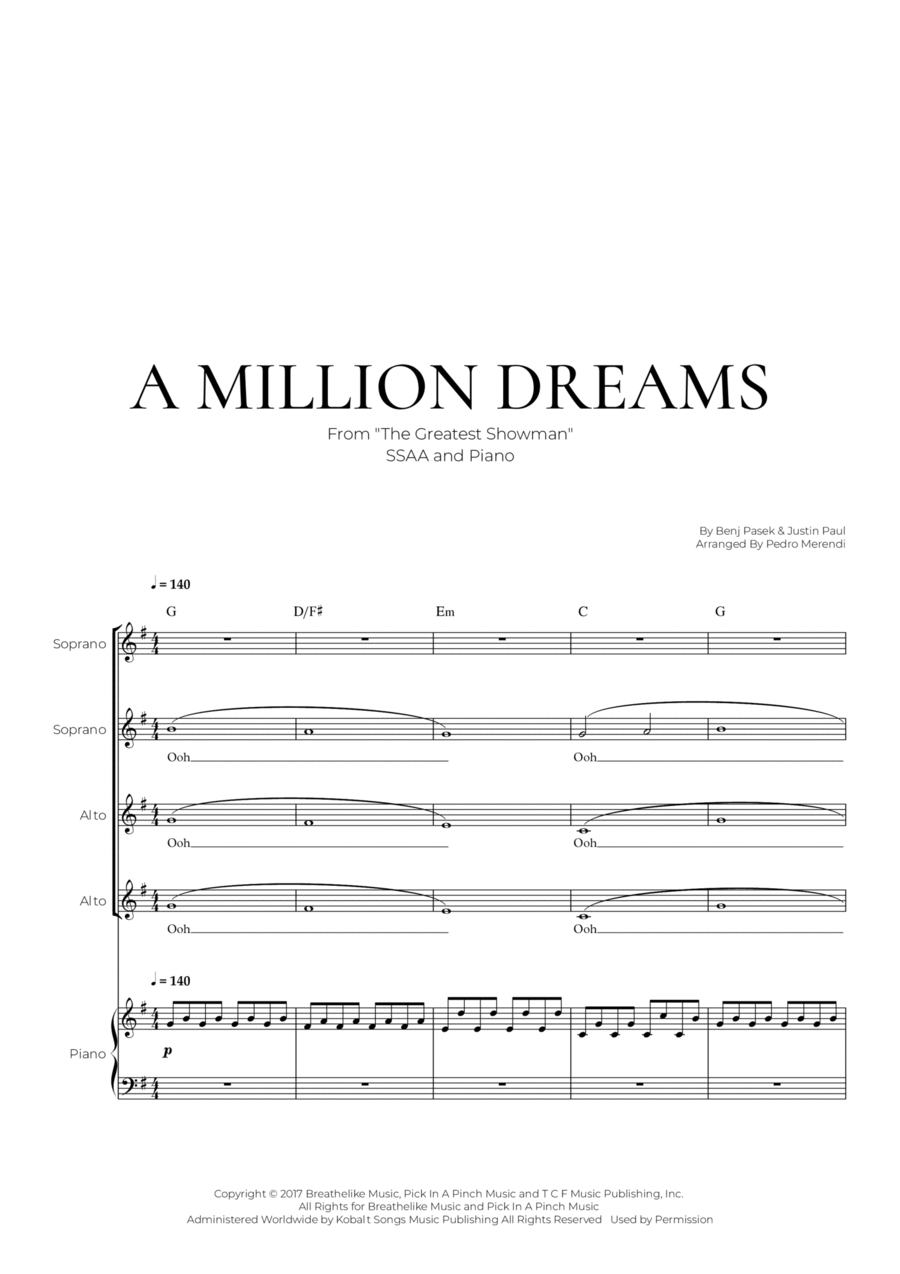 A Million Dreams SSAA scores gallery preview page 1