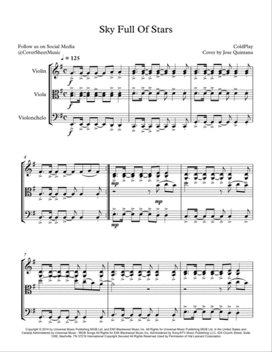 A Sky Full Of Stars A Sky Full Of Stars String Trio scores gallery preview page 2