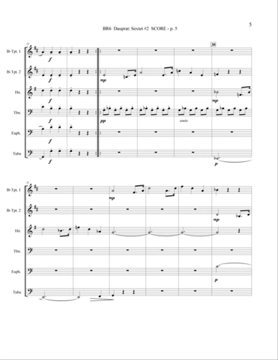 SEXTET #2 in C Brass Ensemble scores gallery preview page 5