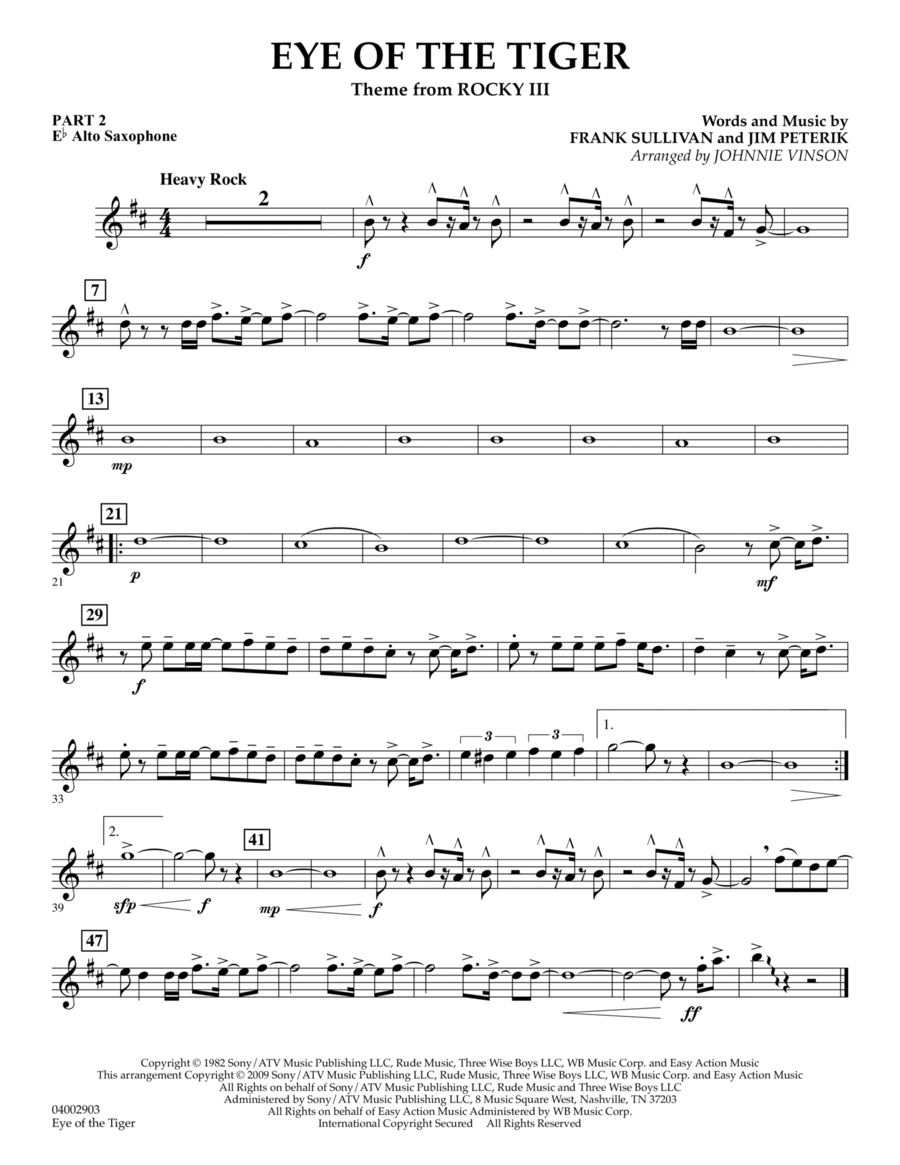 Eye Of The Tiger - Pt.2 - Eb Alto Saxophone Concert Band scores gallery preview page 1