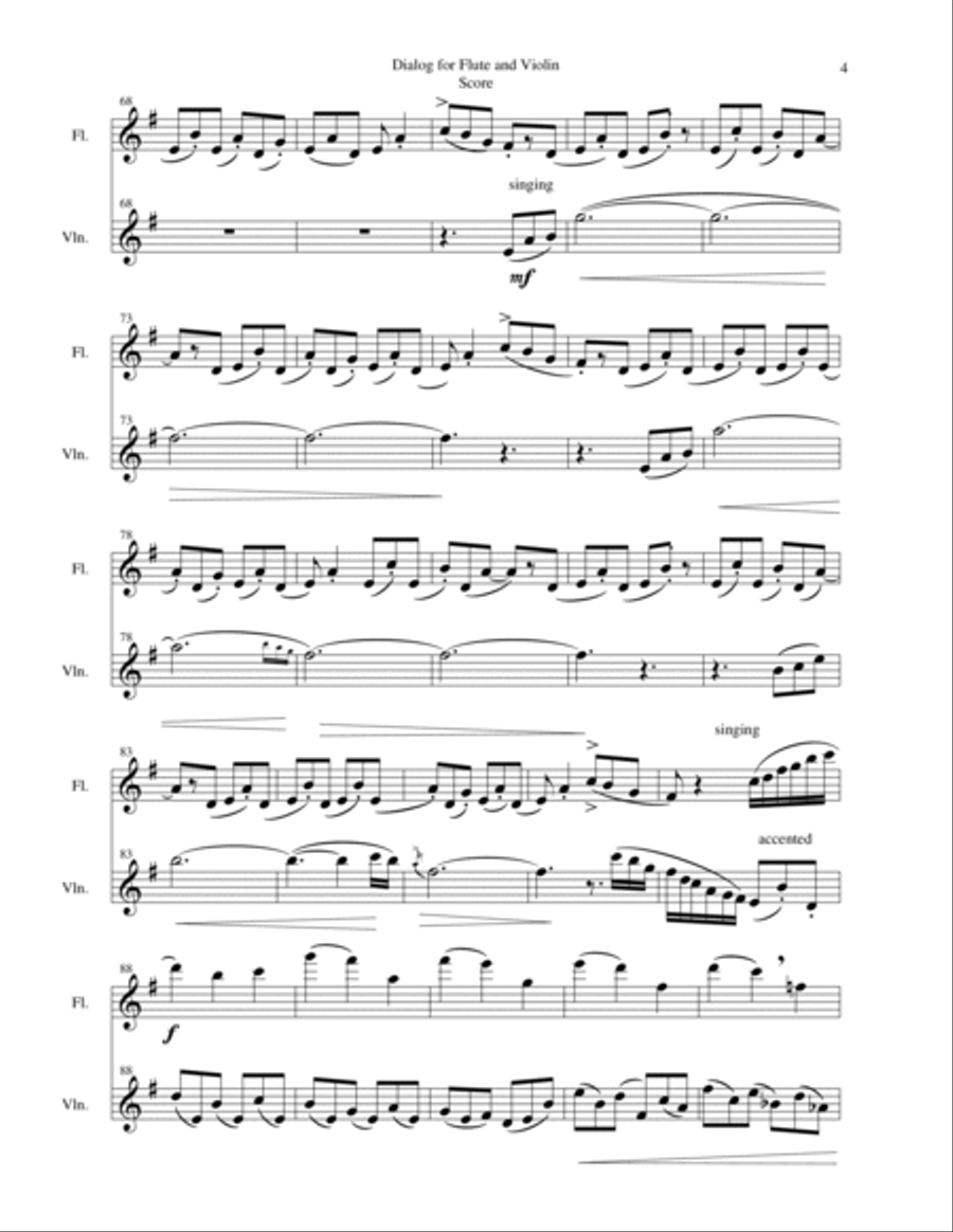 Dialog for Flute and Violin Flute scores gallery preview page 4