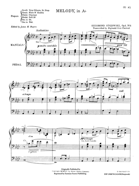 Melody in Ab Op. 1. No. 1 (Organ)