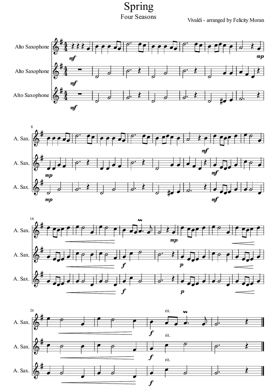 Spring - Four Seasons Spring - Four Seasons Woodwind Trio scores gallery preview page 1