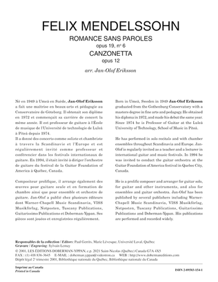 Romances sans paroles op. 19 & Canzonetta op. 12