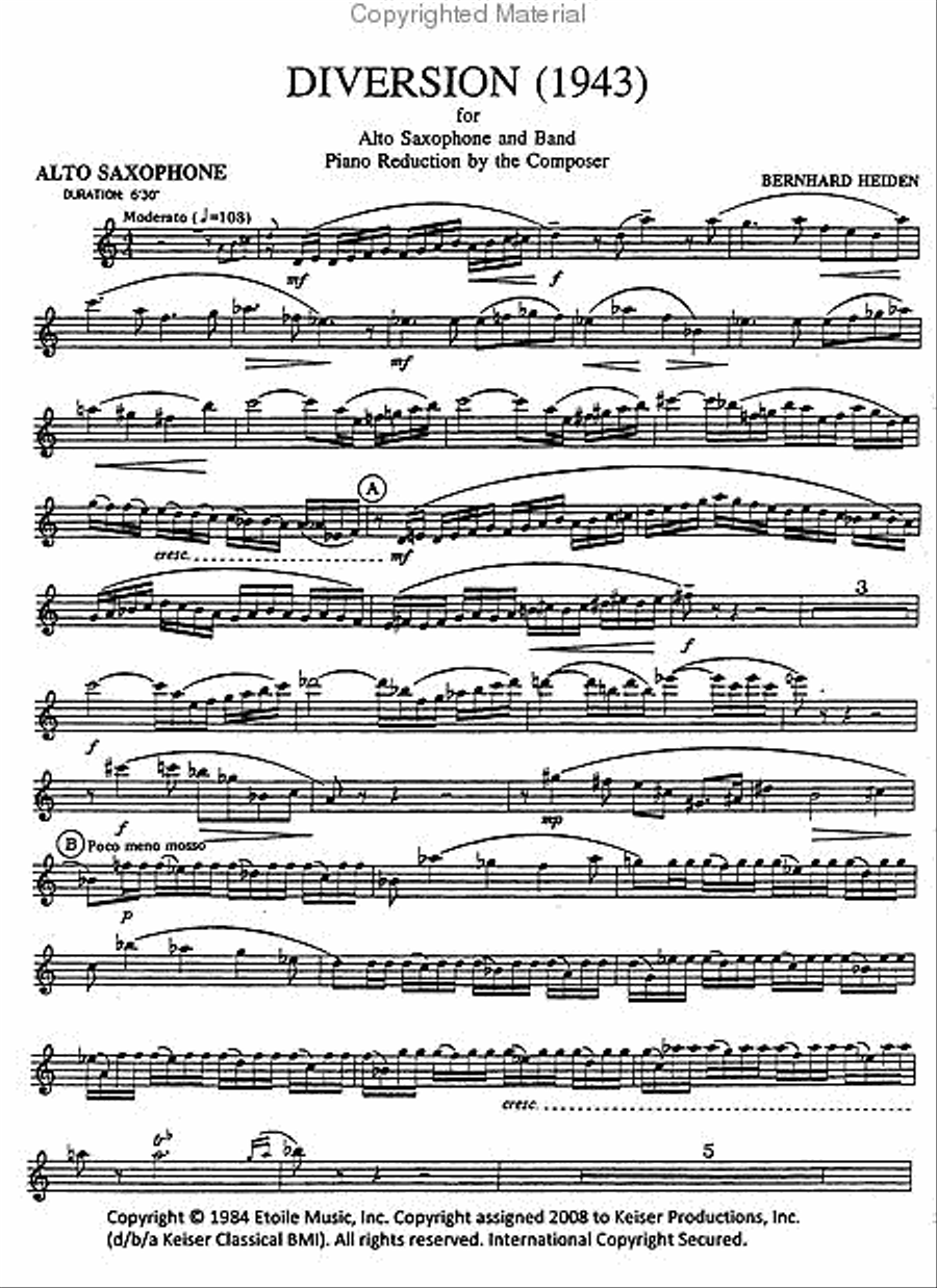 Diversion (piano reduction) Alto Saxophone scores gallery preview page 4