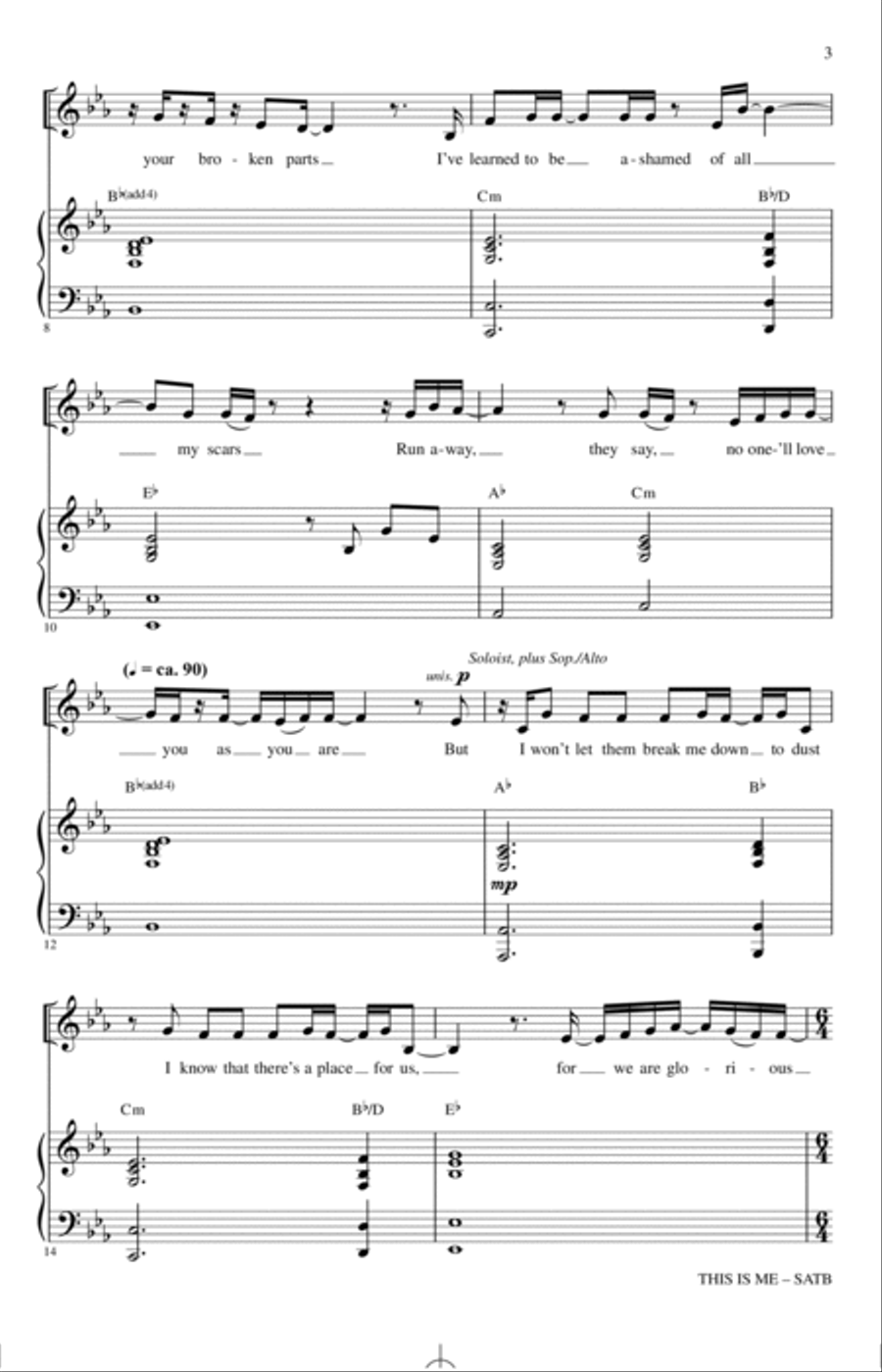 This Is Me (from The Greatest Showman) (arr. Mac Huff) 4-Part scores gallery preview page 2