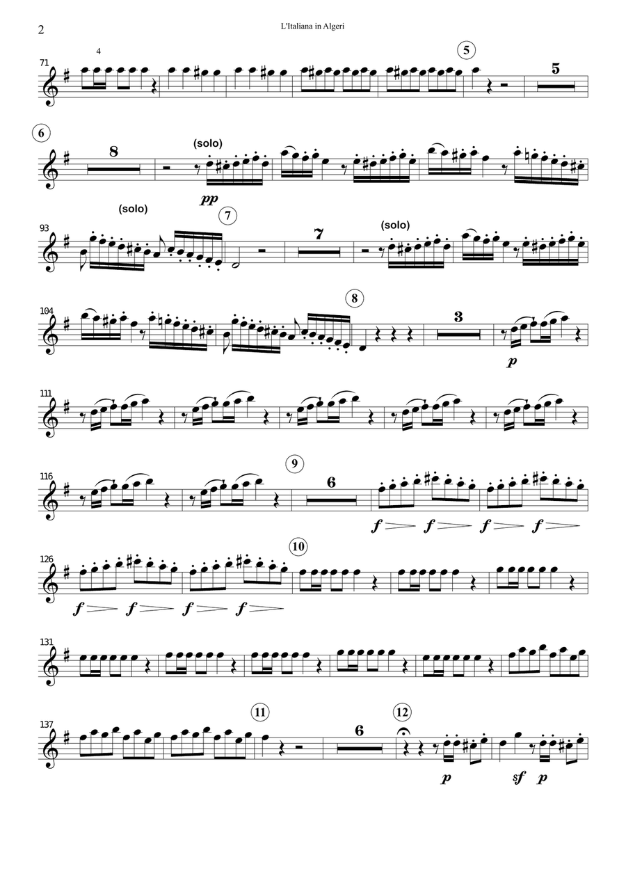 Rossini L’Italiana in Algeri (The Italian Girl in Algiers) – Sinfonia (Ouverture) for Clarinet Woodwind Ensemble scores gallery preview page 2