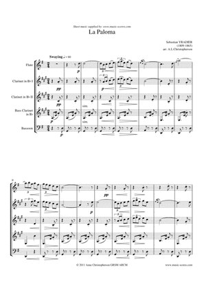 La Paloma - Flute, 2 Clarinets, Bass Clarinet and Bassoon