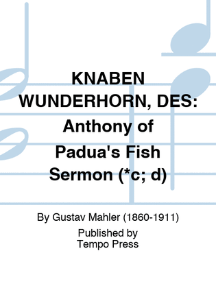 Book cover for KNABEN WUNDERHORN, DES: Anthony of Padua's Fish Sermon (*c; d)