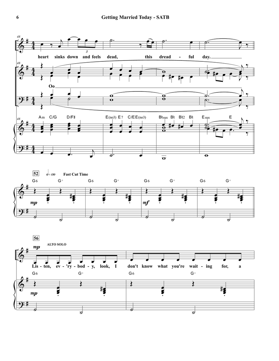 Getting Married Today 4-Part scores gallery preview page 6