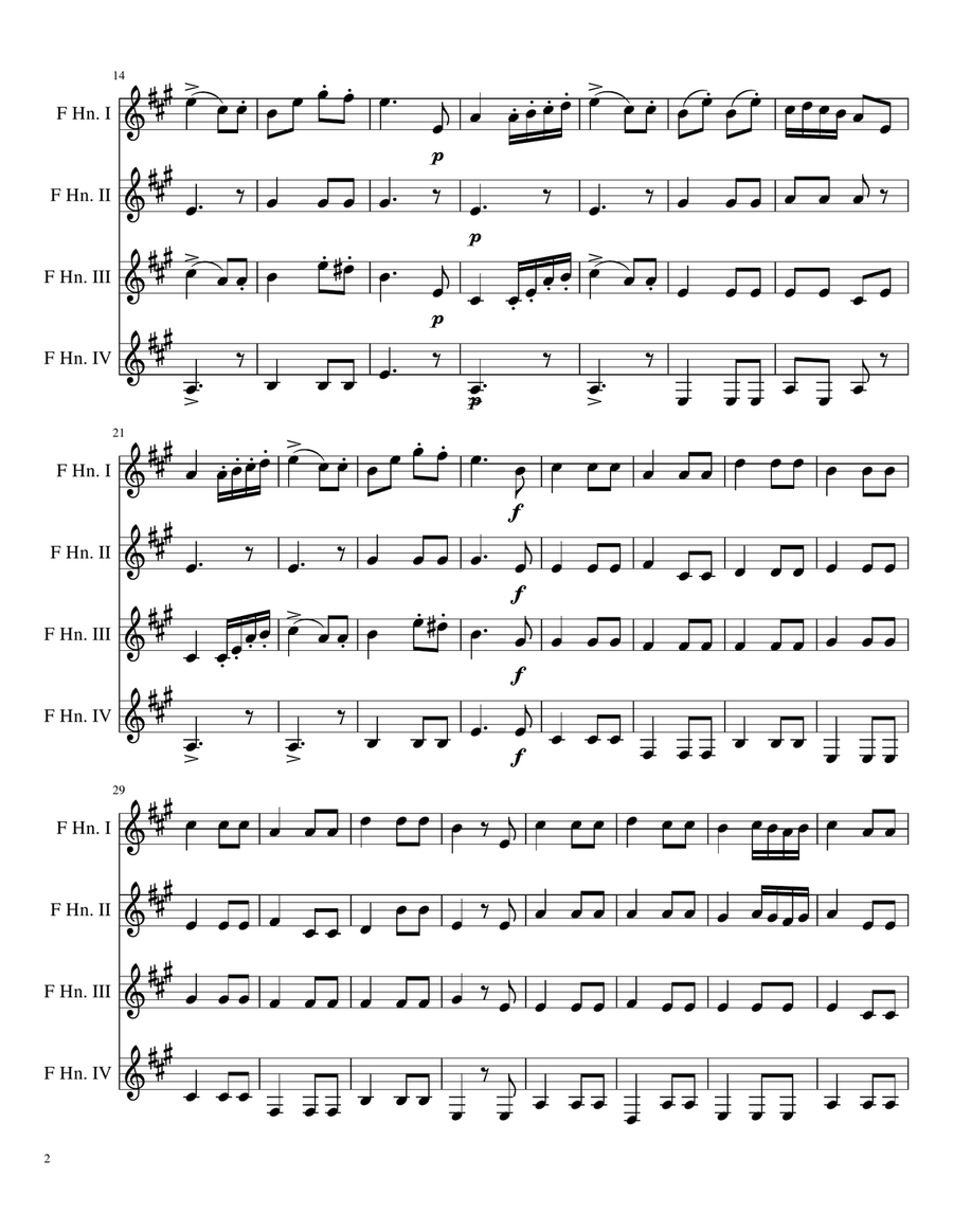 Hunter's Chorus for Horn Quartet French Horn Quartet scores gallery preview page 3