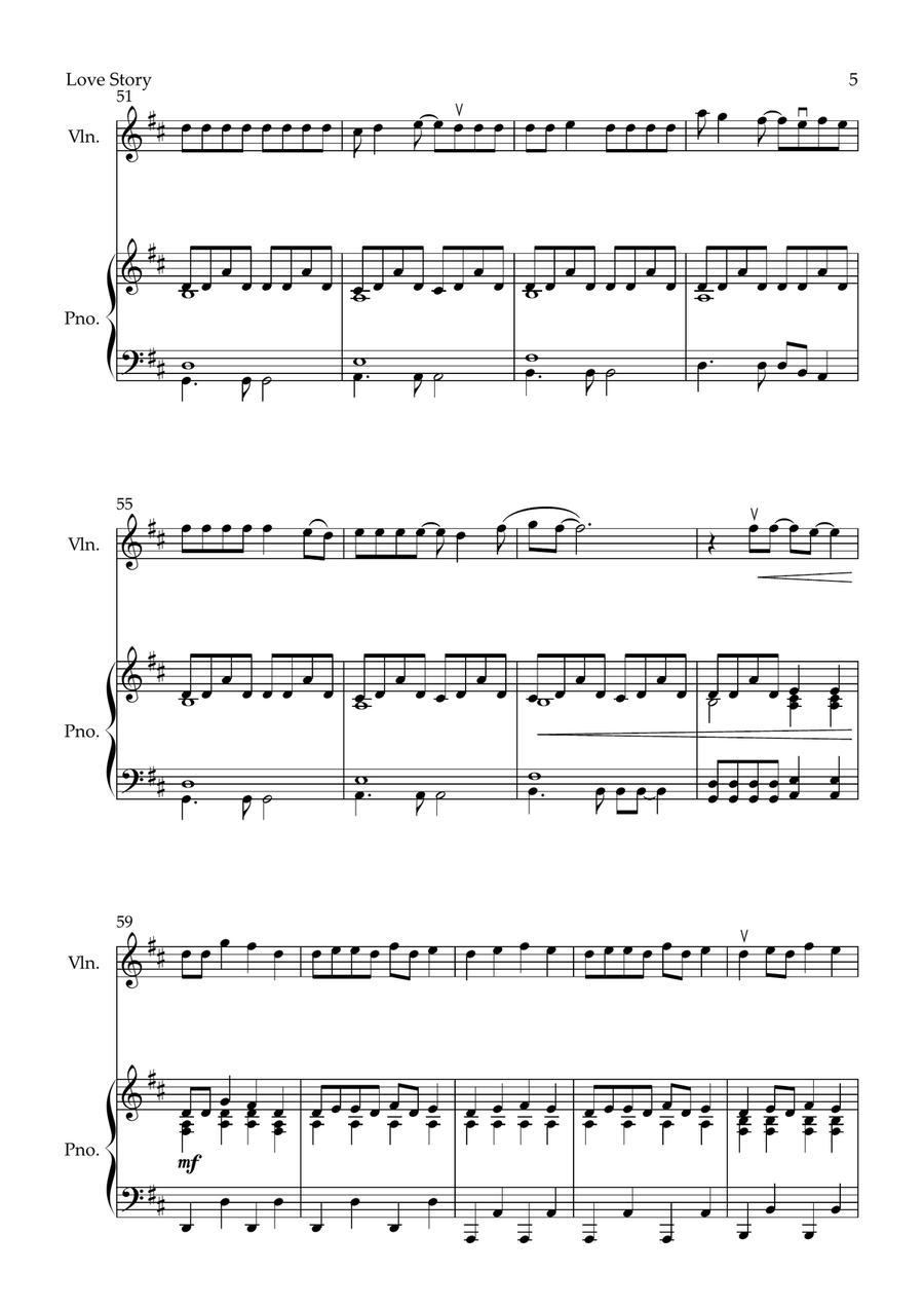 Love Story Violin Solo scores gallery preview page 5