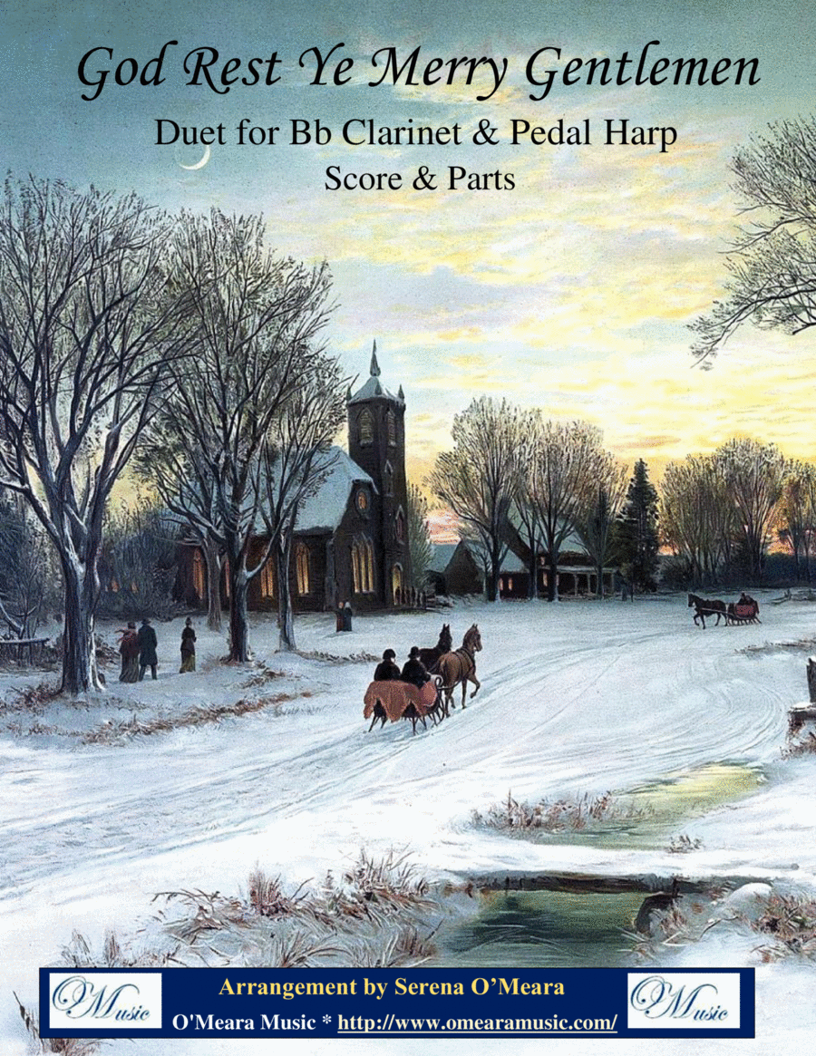 God Rest Ye Merry, Gentlemen, Duet for Bb Clarinet & Pedal Harp B-Flat Clarinet scores gallery preview page 1