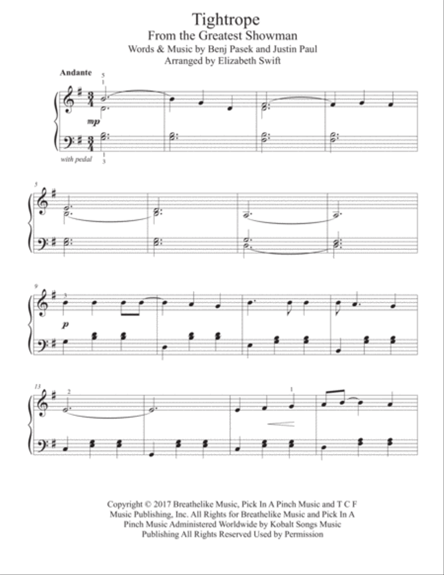 Tightrope Piano Solo scores gallery preview page 2