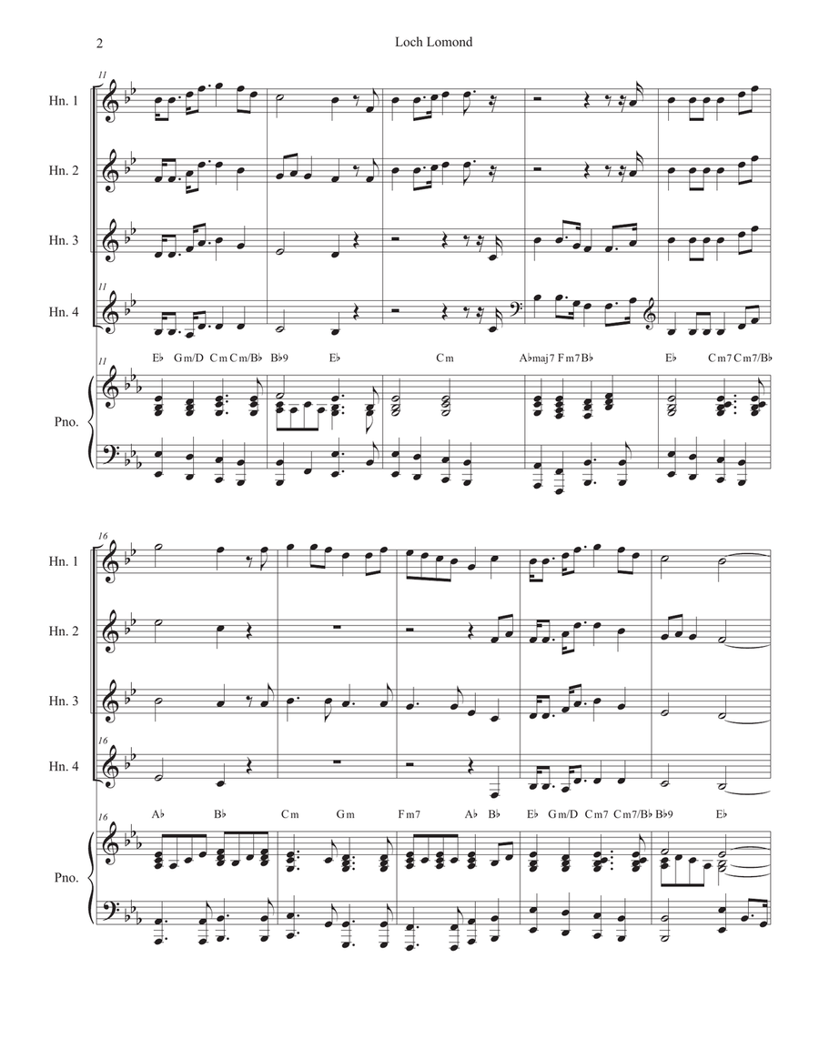 Loch Lomond (French Horn Quartet and Piano) Loch Lomond (French Horn Quartet and Piano) French Horn Quartet scores gallery preview page 2