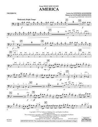 Book cover for America (from West Side Story) (arr. Vinson) - Trombone