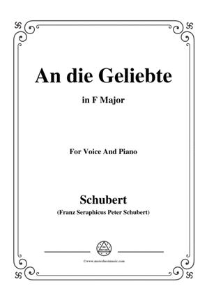 Book cover for Schubert-An die Geliebte,in F Major,for Voice&Piano