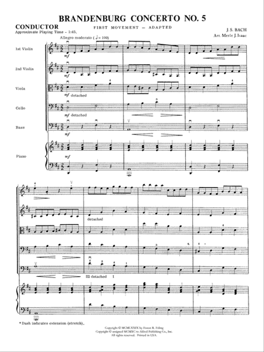 Brandenburg Concerto No. 5: Score String Orchestra scores gallery preview page 3