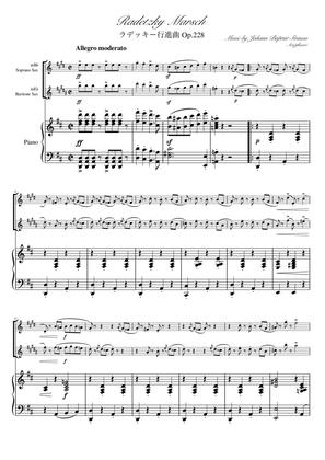 "Radetzky Marsch" (Ddur) Piano trio / soprano Sax & baritone Sax