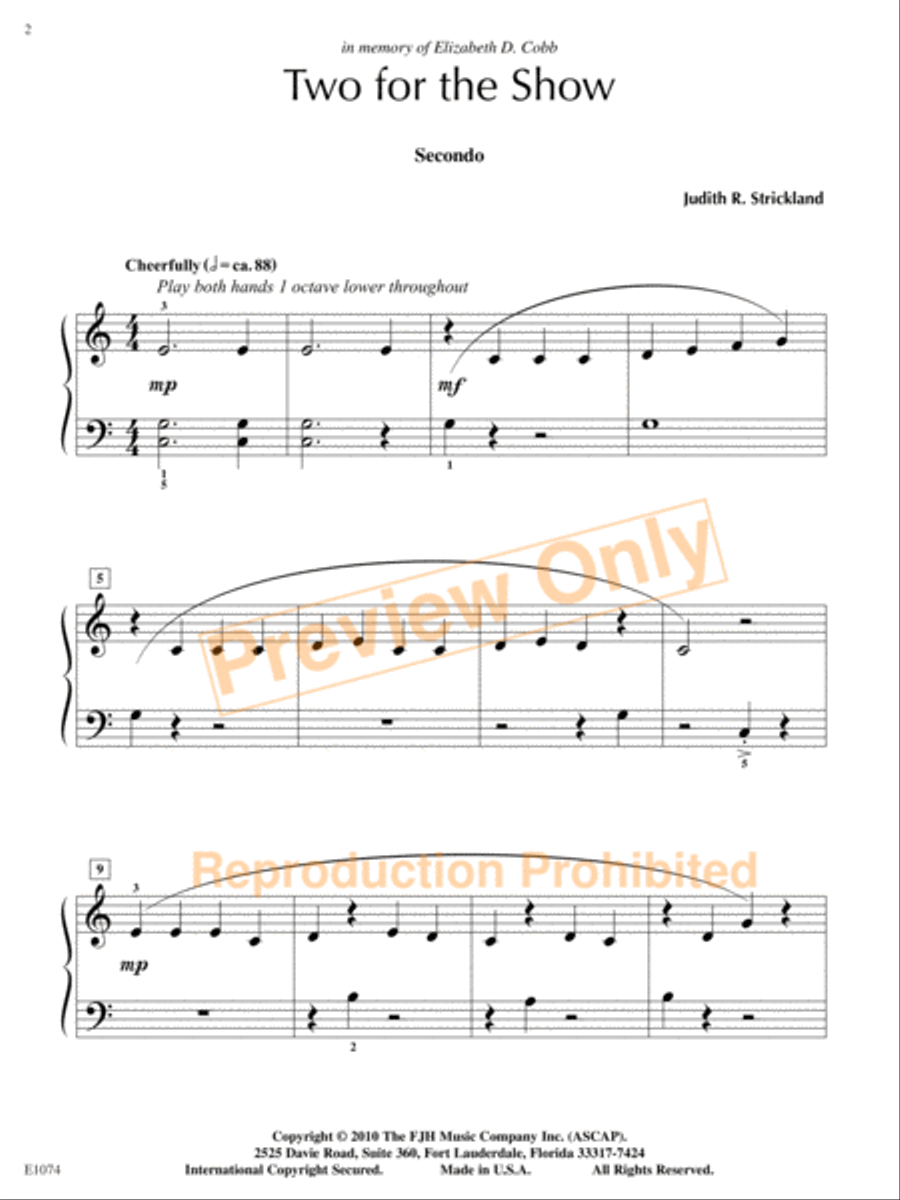 Two for the Show Easy Piano scores gallery preview page 3