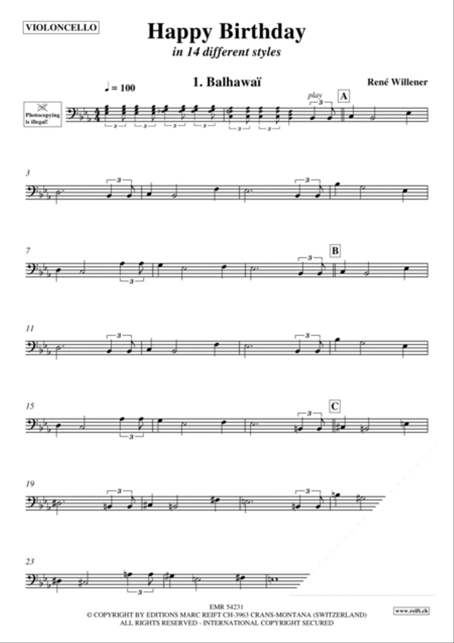 Happy Birthday Cello scores gallery preview page 3