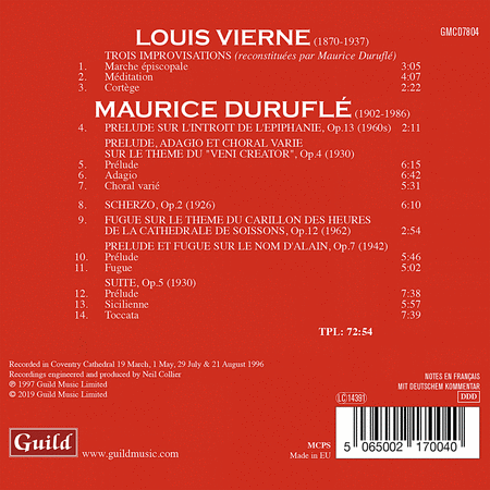 Durufle: The Organ Music; Vierne: Trois improvisations