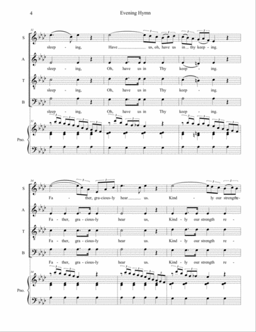 Evening Hymn 4-Part scores gallery preview page 4