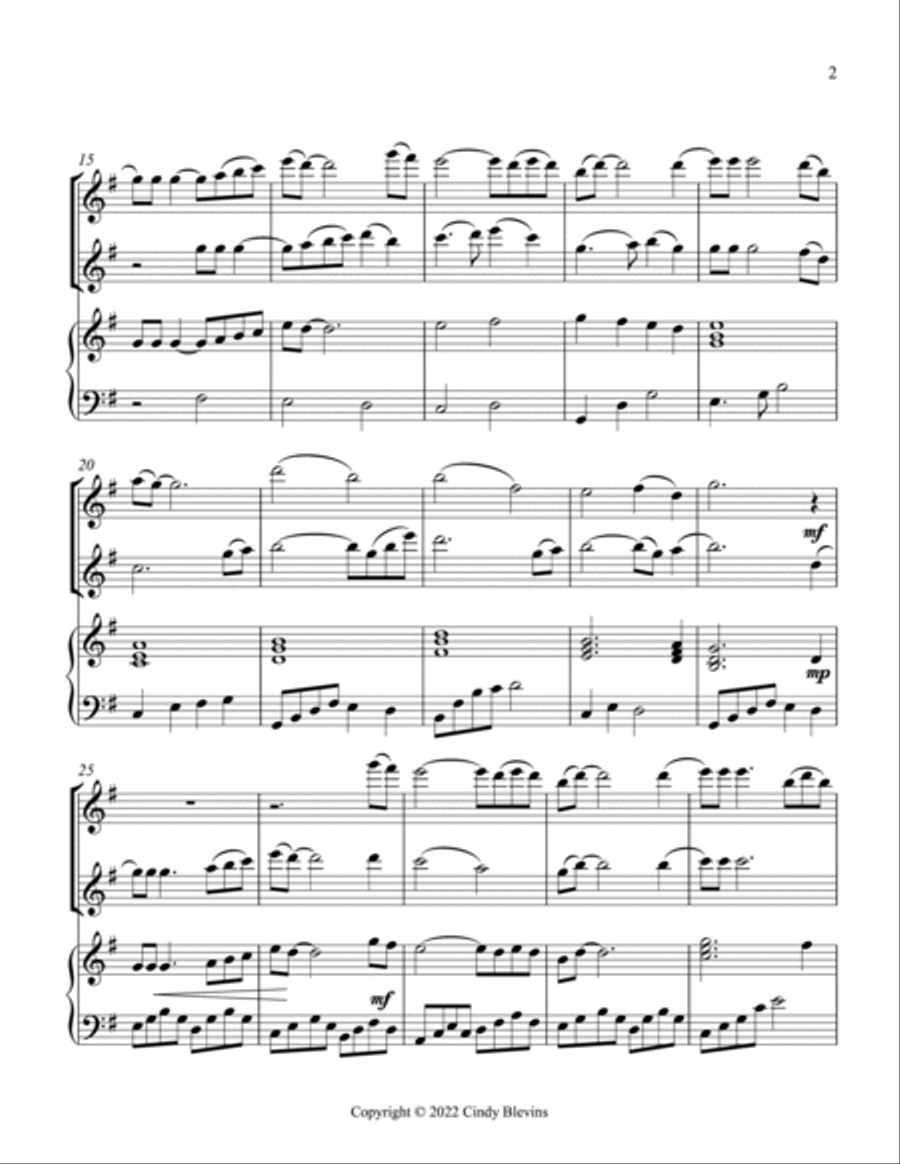 Oh, Shenandoah, Two Flutes and Harp Flute Duet scores gallery preview page 3