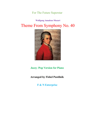 Book cover for "Theme From Symphony No.40" for Piano-(Jazz/Pop Version)-Video