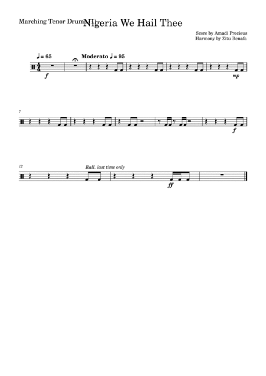 Nigeria We Hail Thee (Nigeria's National Anthem) Marching Band scores gallery preview page 4