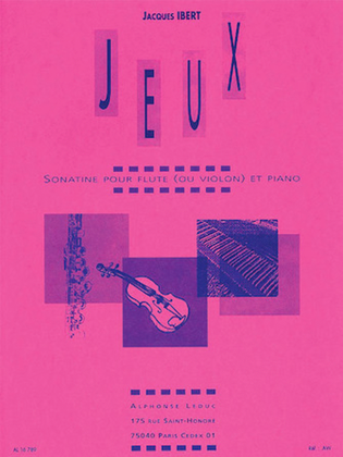 Book cover for Jeux - Sonatine pour Flute (ou Violon) et Piano