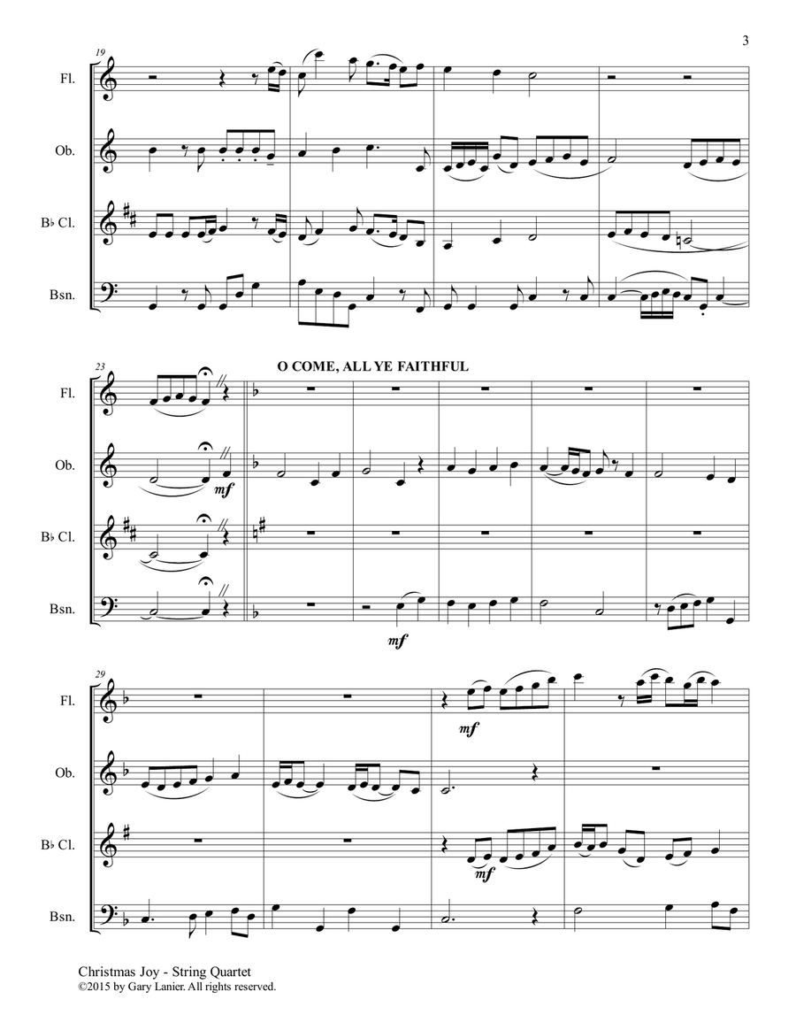 Gary Lanier: CHRISTMAS JOY (Woodwind Quartet/Score and Parts) image number null