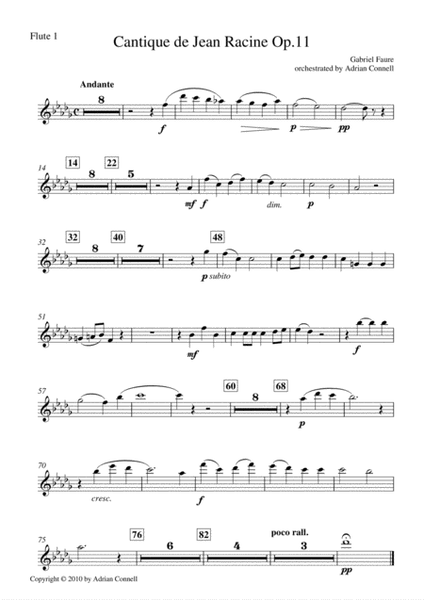 Faure - Cantique de Jean Racine orchestrated Adrian Connell - Flute 1