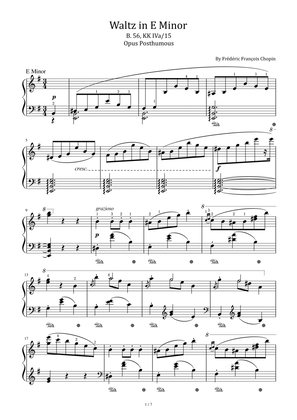 Chopin - Waltz in E Minor - B. 56 KK IVa/15 - Original With Fingered