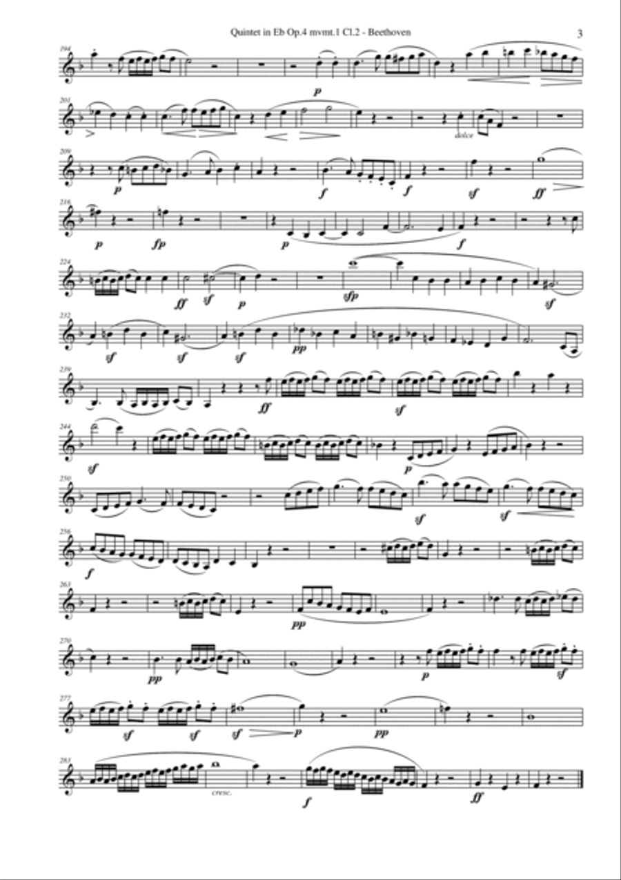 Quintet in Eb Op.4 mvmt.1 - Beethoven (Clarinet Quintet) Clarinet Quintet scores gallery preview page 6
