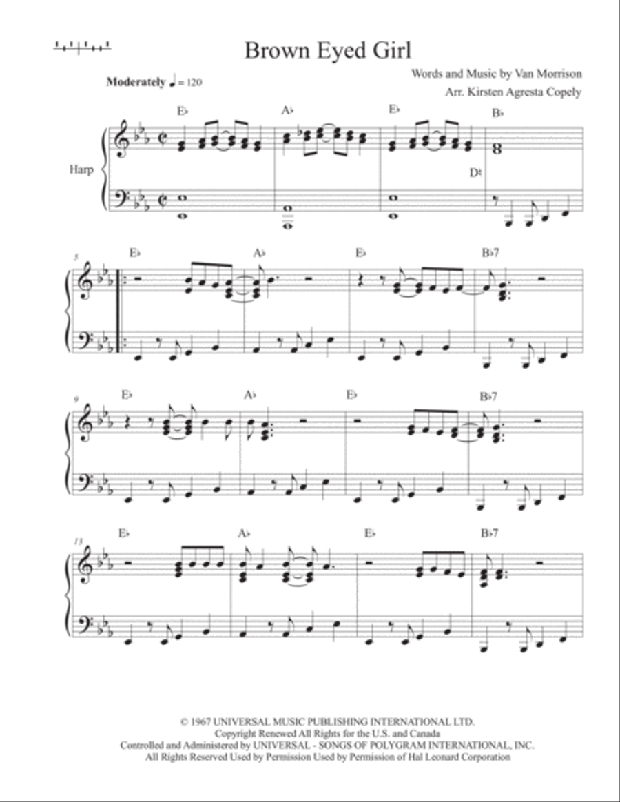 Brown Eyed Girl Harp scores gallery preview page 1