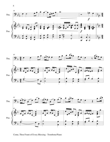 COME, THOU FOUNT OF EVERY BLESSING (Trombone/Piano and Trombone Part) image number null
