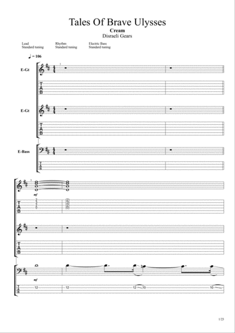 Tales Of Brave Ulysses Bass Guitar scores gallery preview page 1
